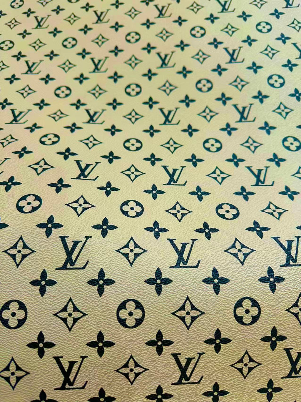 Fashion Beige With Black LV Vinyl Leather for Handmade Shoes ,Bags,Handicraft Goods By Yard