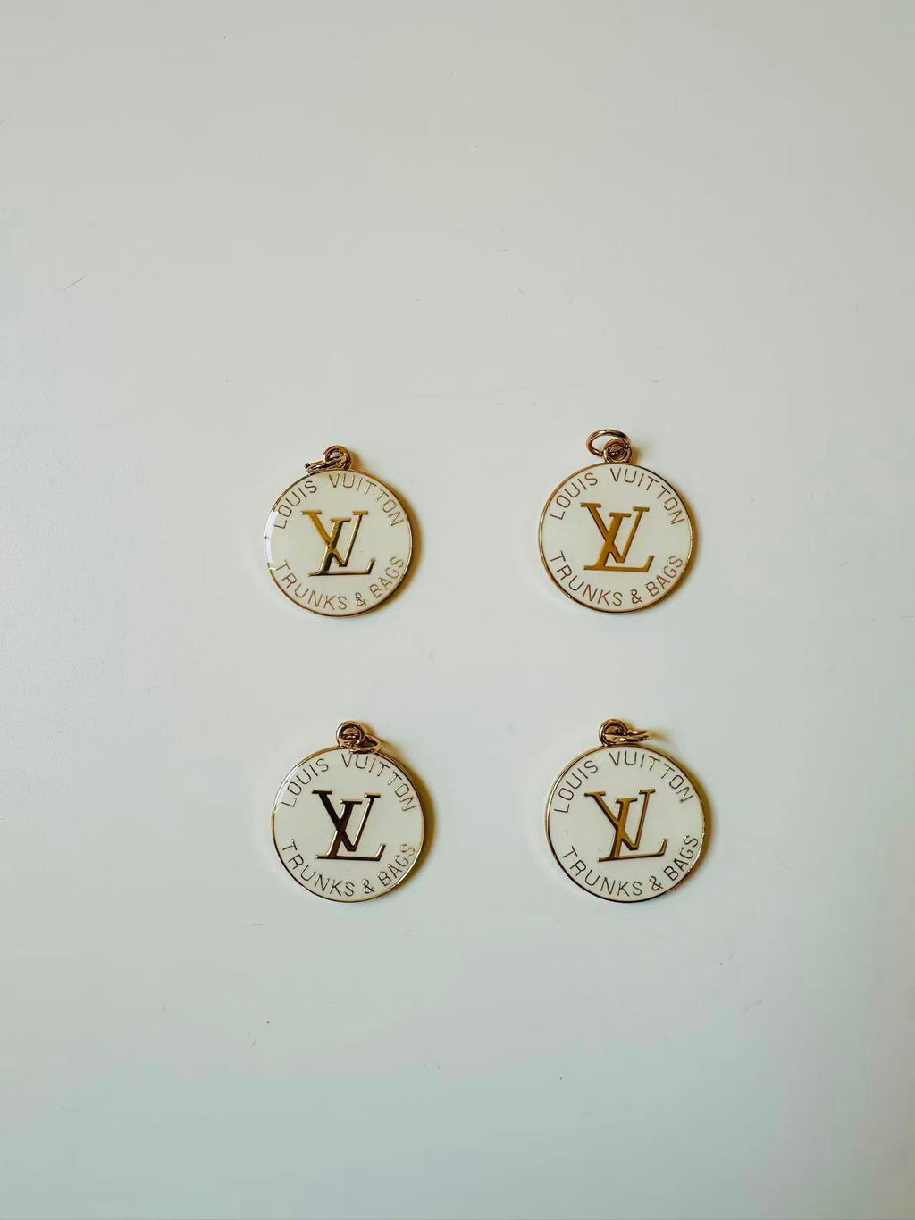 Craft 30MM LV Metal Pendant Accessory For Handmade DIY Goods(White)