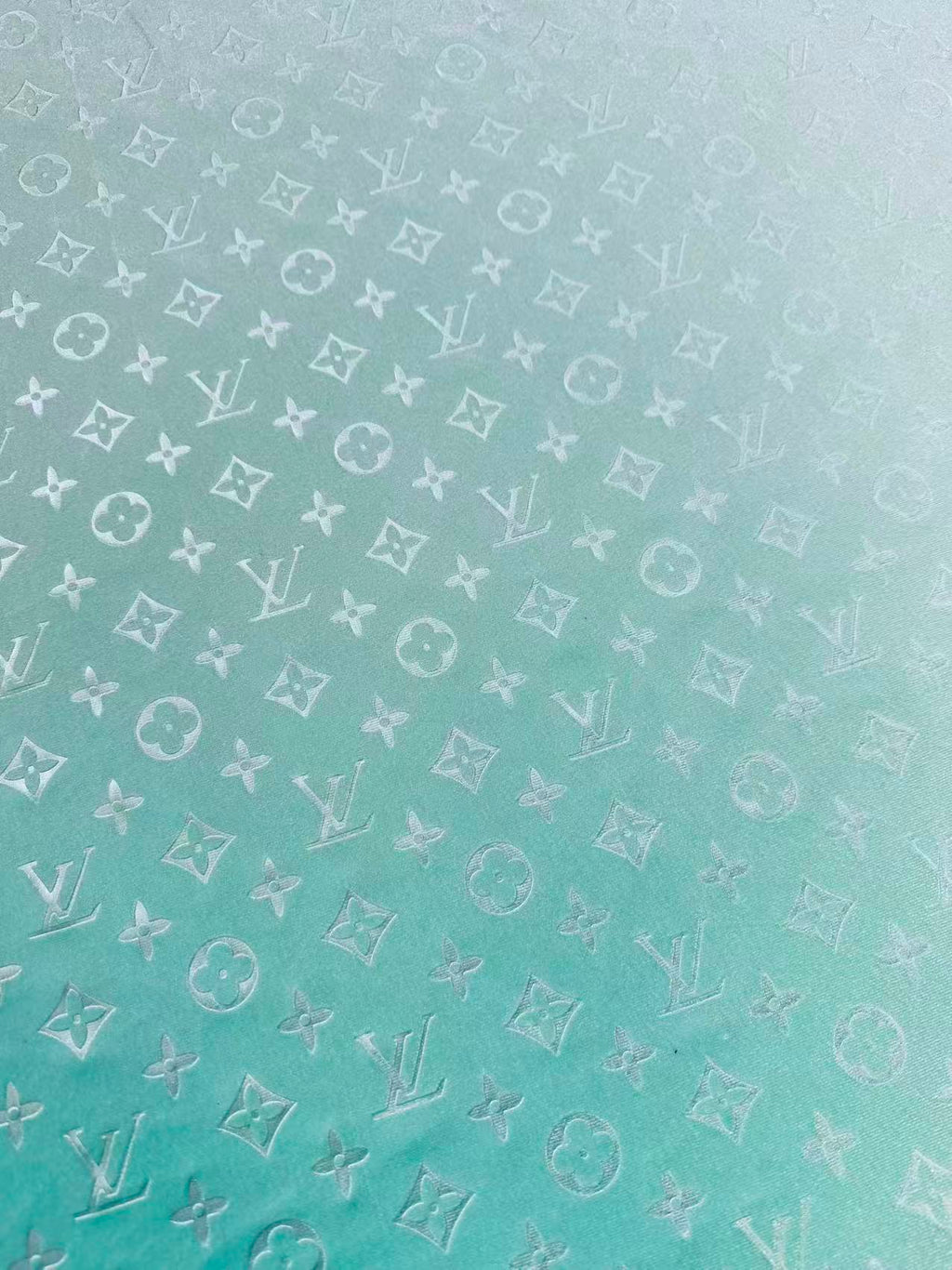 Popular Luxury LV Knitting Velvet Fabric For Handmade Sneaker,Car Upholstery and Apparel By Yard(Light Tiffany Blue)