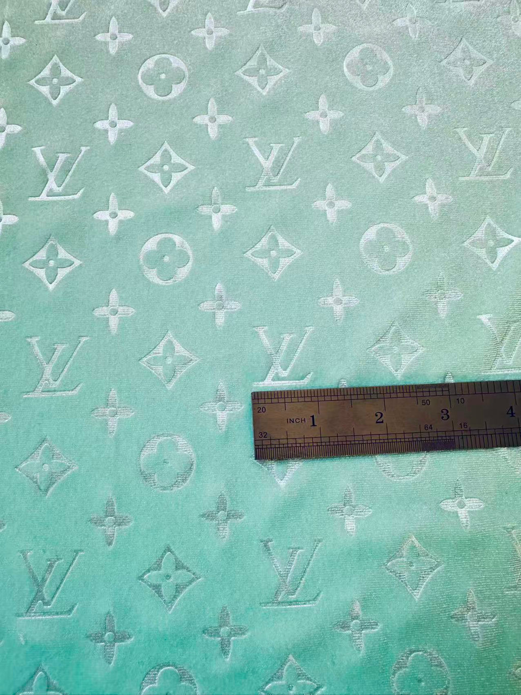 Popular Luxury LV Knitting Velvet Fabric For Handmade Sneaker,Car Upholstery and Apparel By Yard(Light Tiffany Blue)