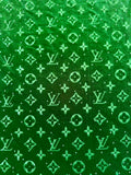 Fashion Luxury LV With Diamond Knitting Velvet Fabric For Handmade Sneaker, Upholstery ,Apparel By Yard(Green)