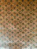 Fashion LV Vantage Embossed Leather Fabric For Handmade Handicrafts，DIY Shoes ,Customized Bags LV Design Leather By Yard (Brown)