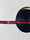 Classic Gucci with Bee Strap ,Handmade Striped Ribbon Trim with Bee Embroidered For shoes ,Bags ,Handicrafts By Yard (Navy Blue with Red )