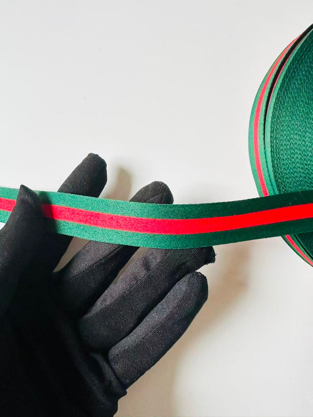 Craft Gucci 0.8 inch Strap ,Handmade Striped Ribbon Trim Embroidered For shoes ,Bags ,Handicrafts By Yard (Green with Red )