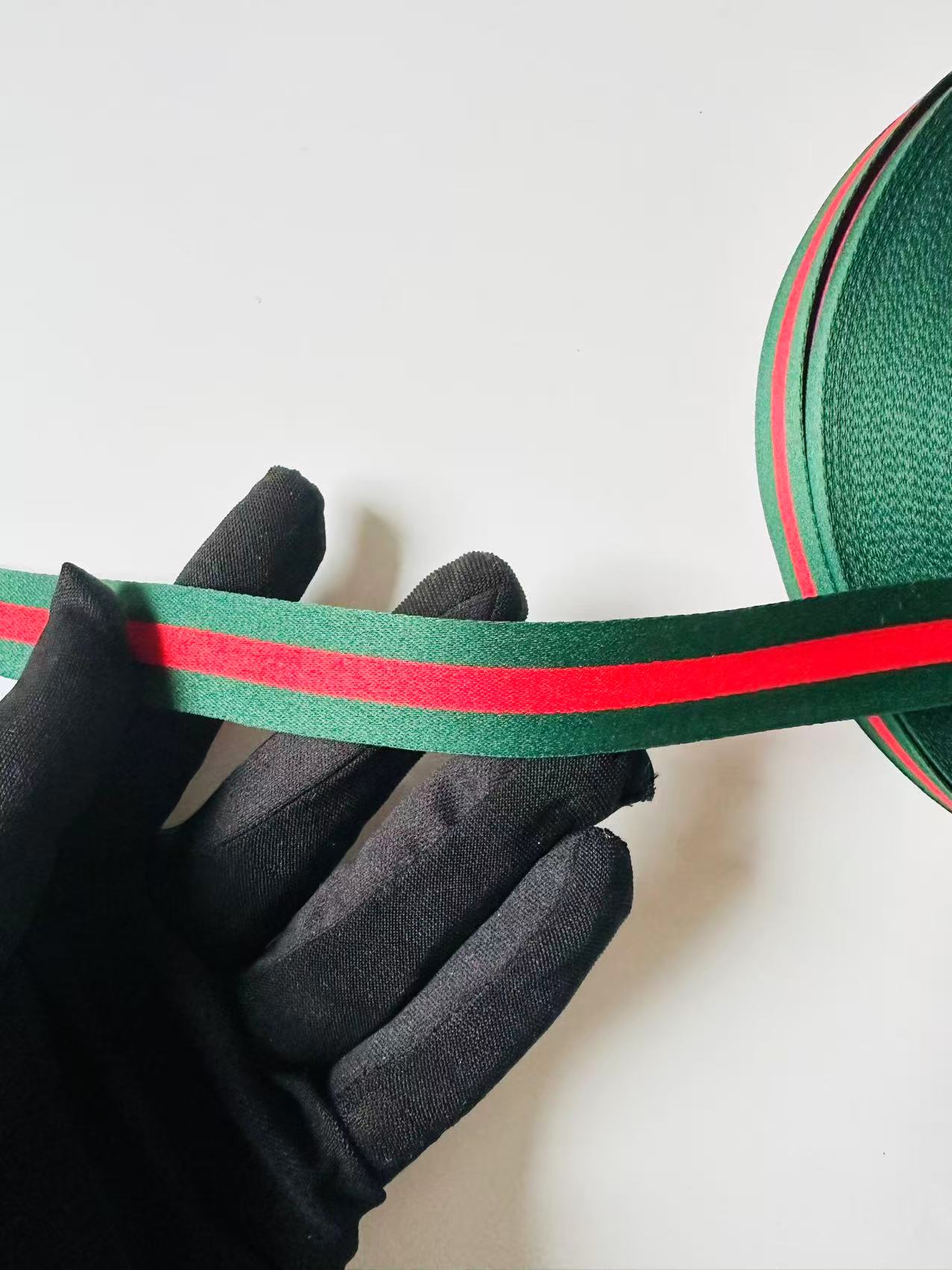 Craft Gucci 0.8 inch Strap ,Handmade Striped Ribbon Trim Embroidered For shoes ,Bags ,Handicrafts By Yard (Green with Red )