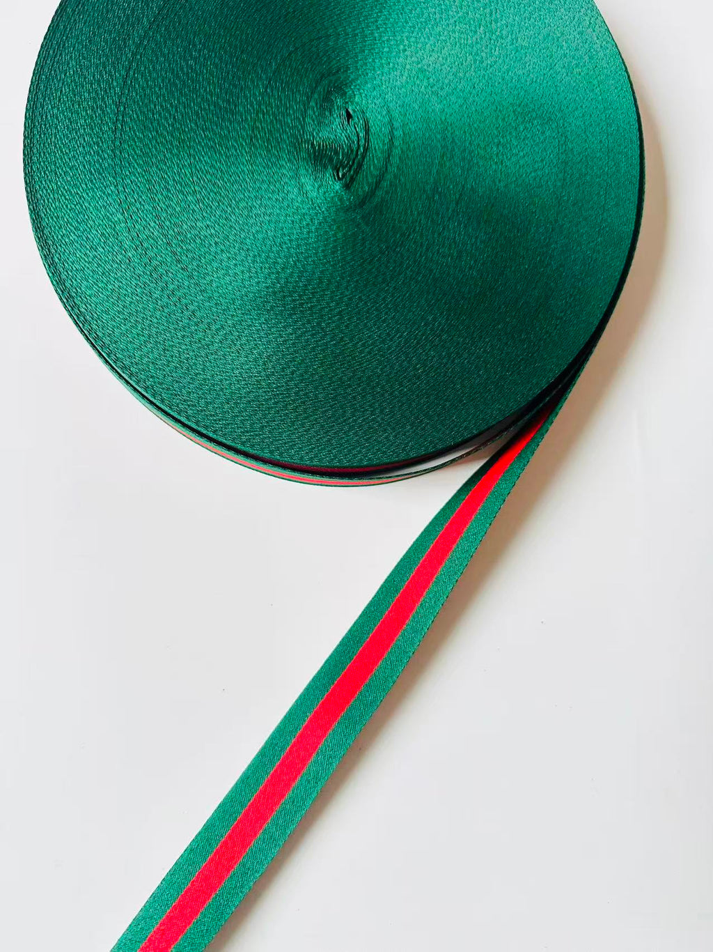 Craft Gucci 0.8 inch Strap ,Handmade Striped Ribbon Trim Embroidered For shoes ,Bags ,Handicrafts By Yard (Green with Red )