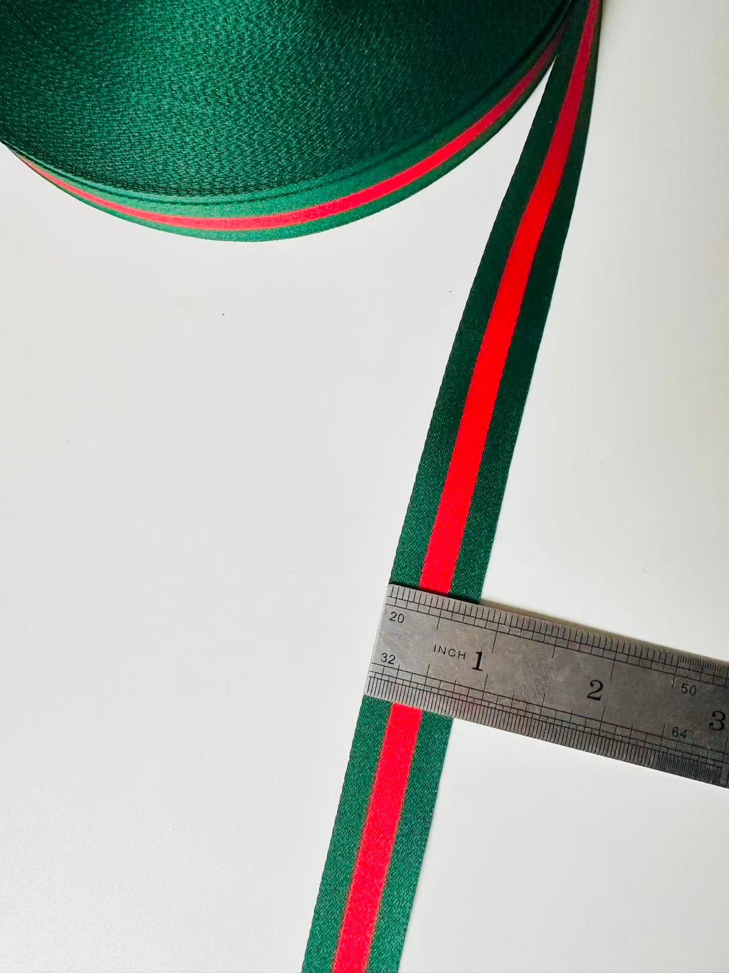 Craft Gucci 0.8 inch Strap ,Handmade Striped Ribbon Trim Embroidered For shoes ,Bags ,Handicrafts By Yard (Green with Red )