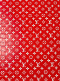 Craft LV Crocodile Texture Alligator Leather Fabric For Handmade Sneaker, Bag Upholstery Goods By Yard (Red)