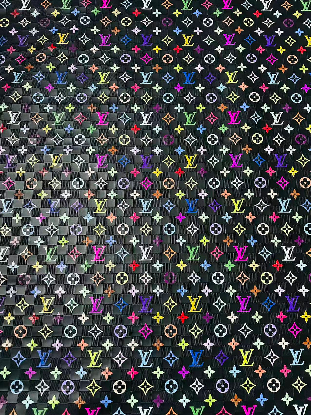 Fashion Monogram Plaid Colorful LV Embossed Leather For Handmade Shoes,Upholstery Goods By Yard