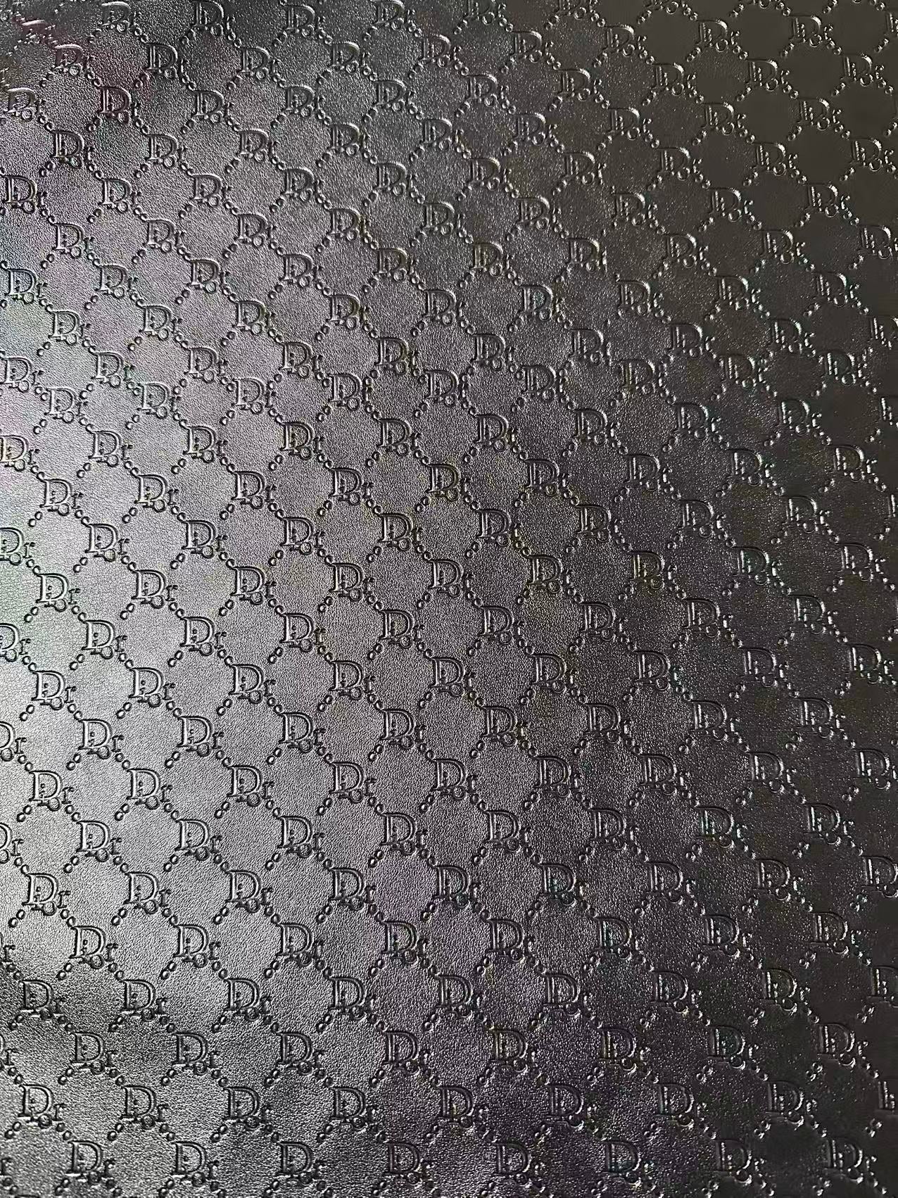 Craft Black Dior Embossed Leather Fabric For Handmade Sneaker,Car Upholstery Goods By Yard