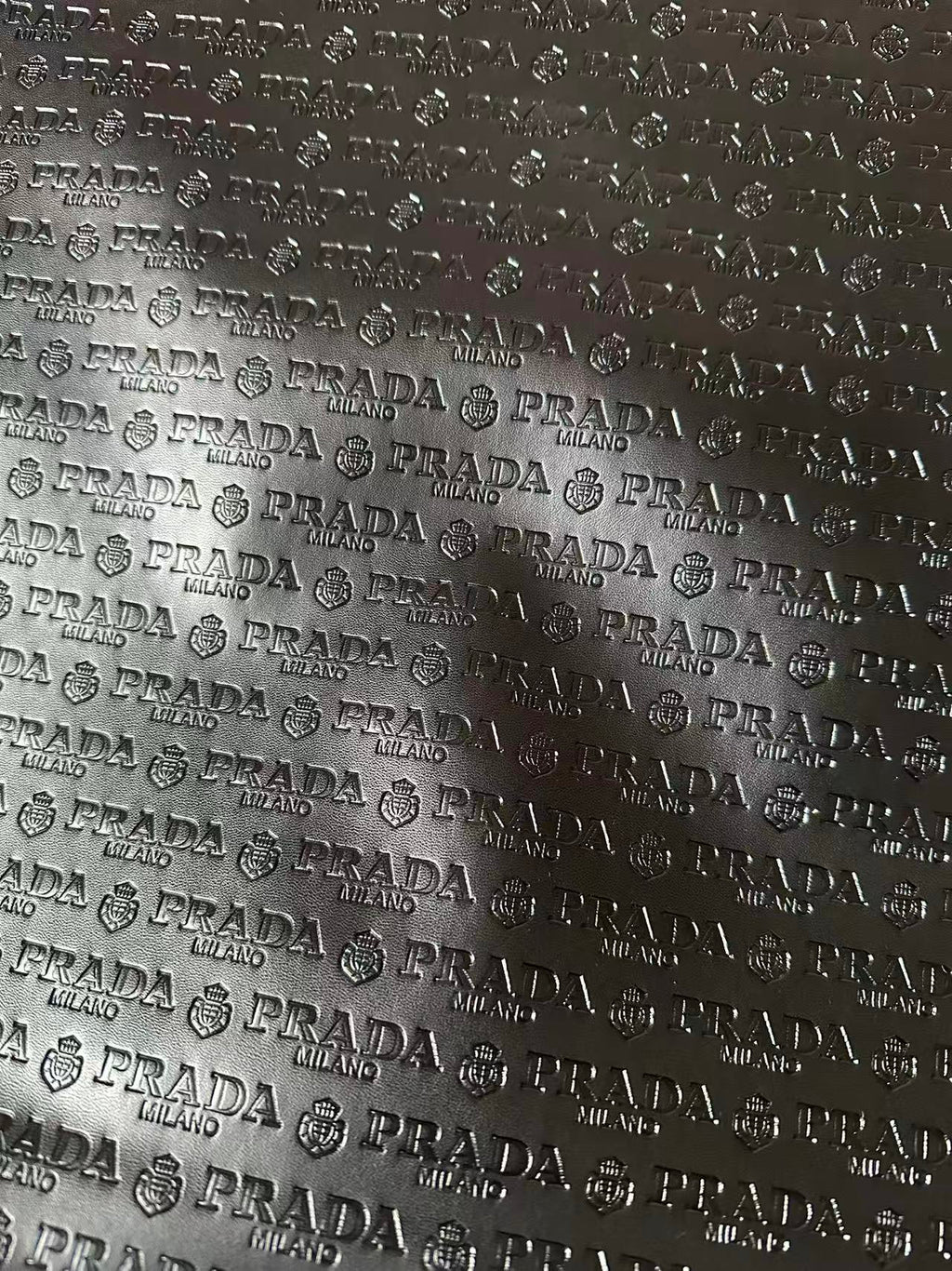 Craft Black Prada Embossed Leather Fabric For Handmade Shoes,Car Upholstery Goods By Yard