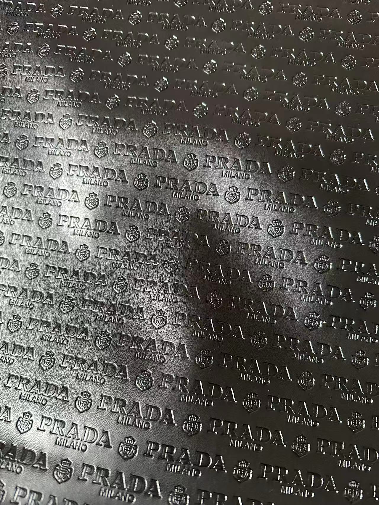 Craft Black Prada Embossed Leather Fabric For Handmade Shoes,Car Upholstery Goods By Yard