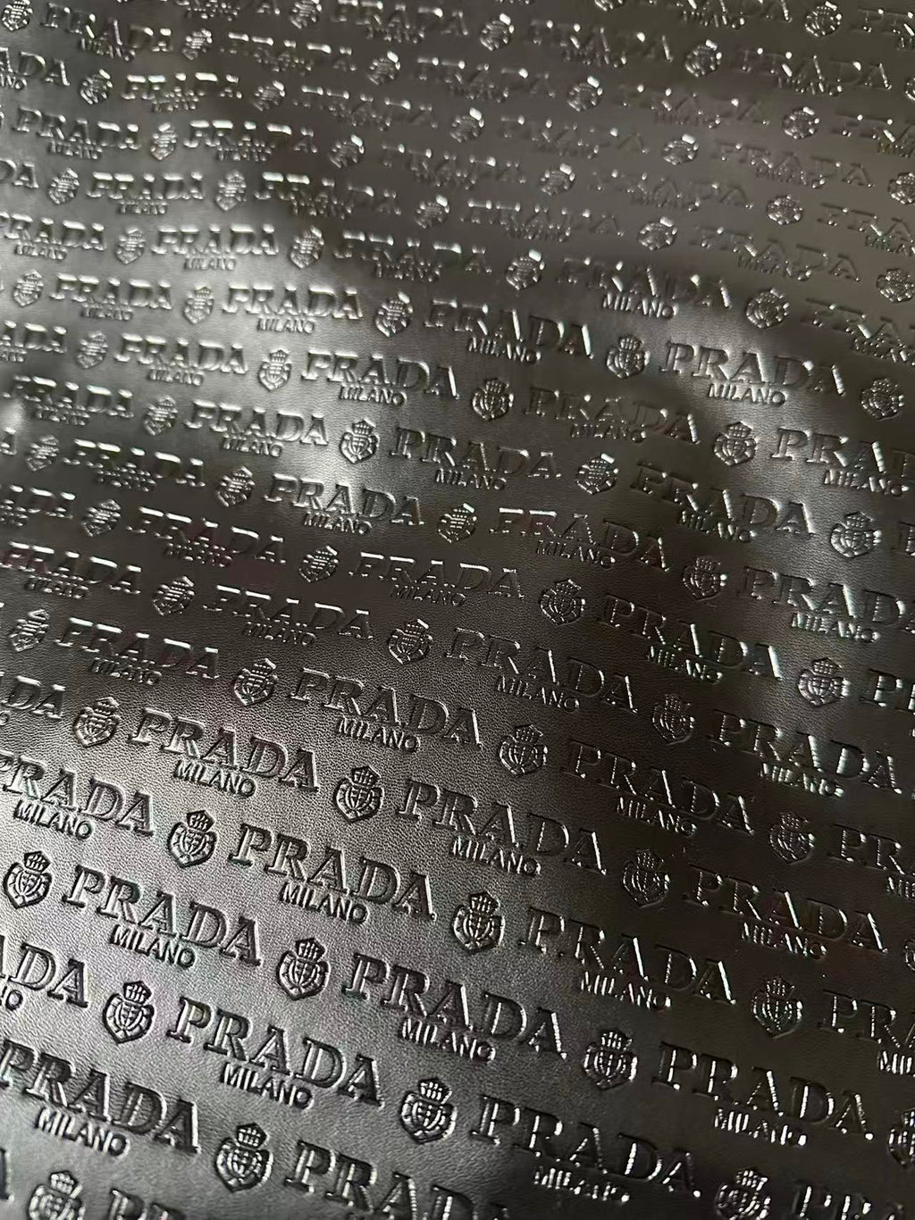Craft Black Prada Embossed Leather Fabric For Handmade Shoes,Car Upholstery Goods By Yard