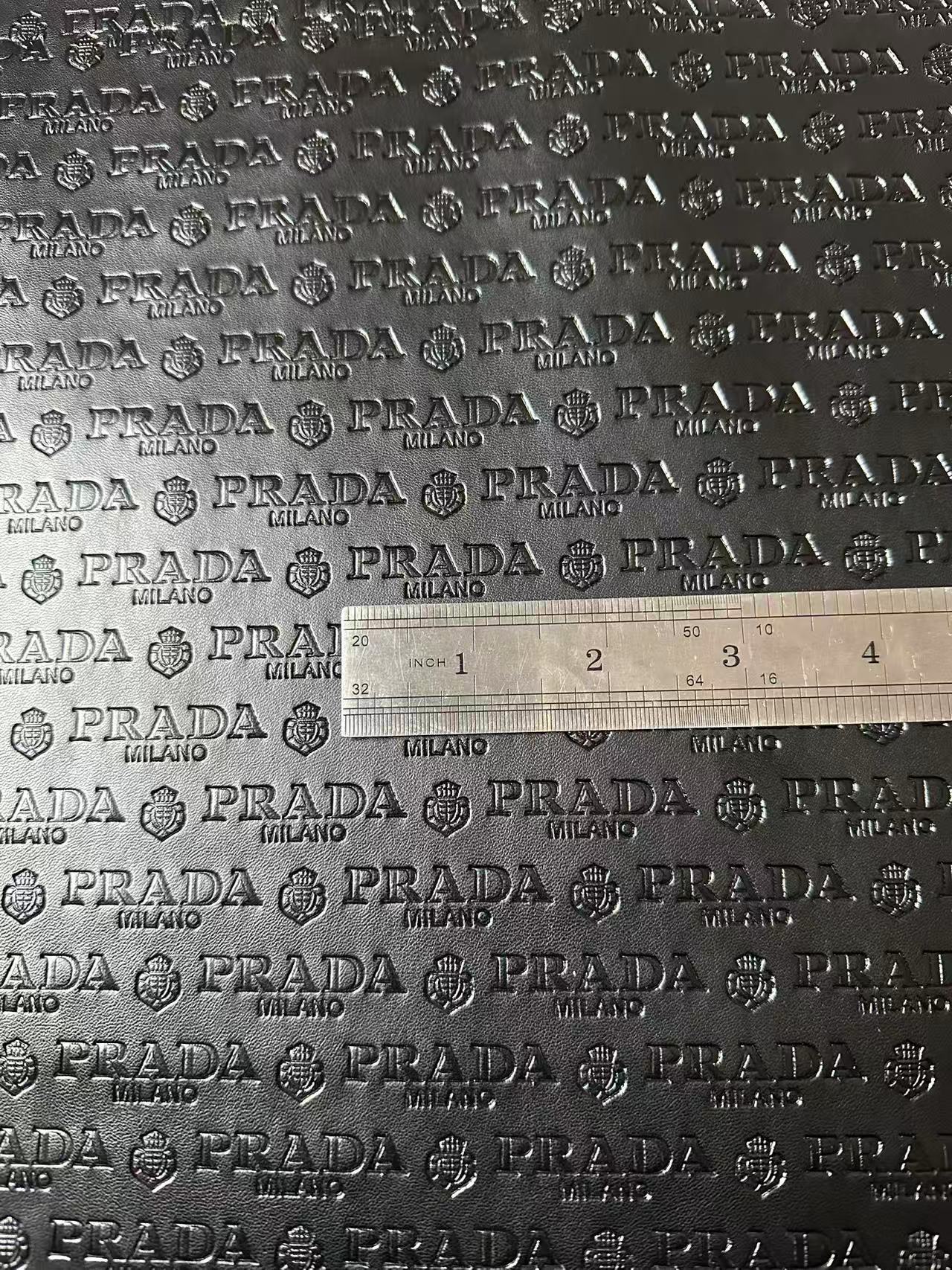 Craft Black Prada Embossed Leather Fabric For Handmade Shoes,Car Upholstery Goods By Yard