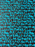 Fashion LV Graffiti Letter Design Vinyl Leather for Handmade Shoes ,Handmade Bags Leather By Yard (Sky Blue)