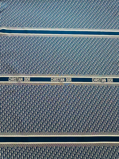 Best Quality Dior Straps Canvas Jacquard Cloth Fabric For Handmade Sewing ,Furniture,Upholstery Clothing (Navy Blue)