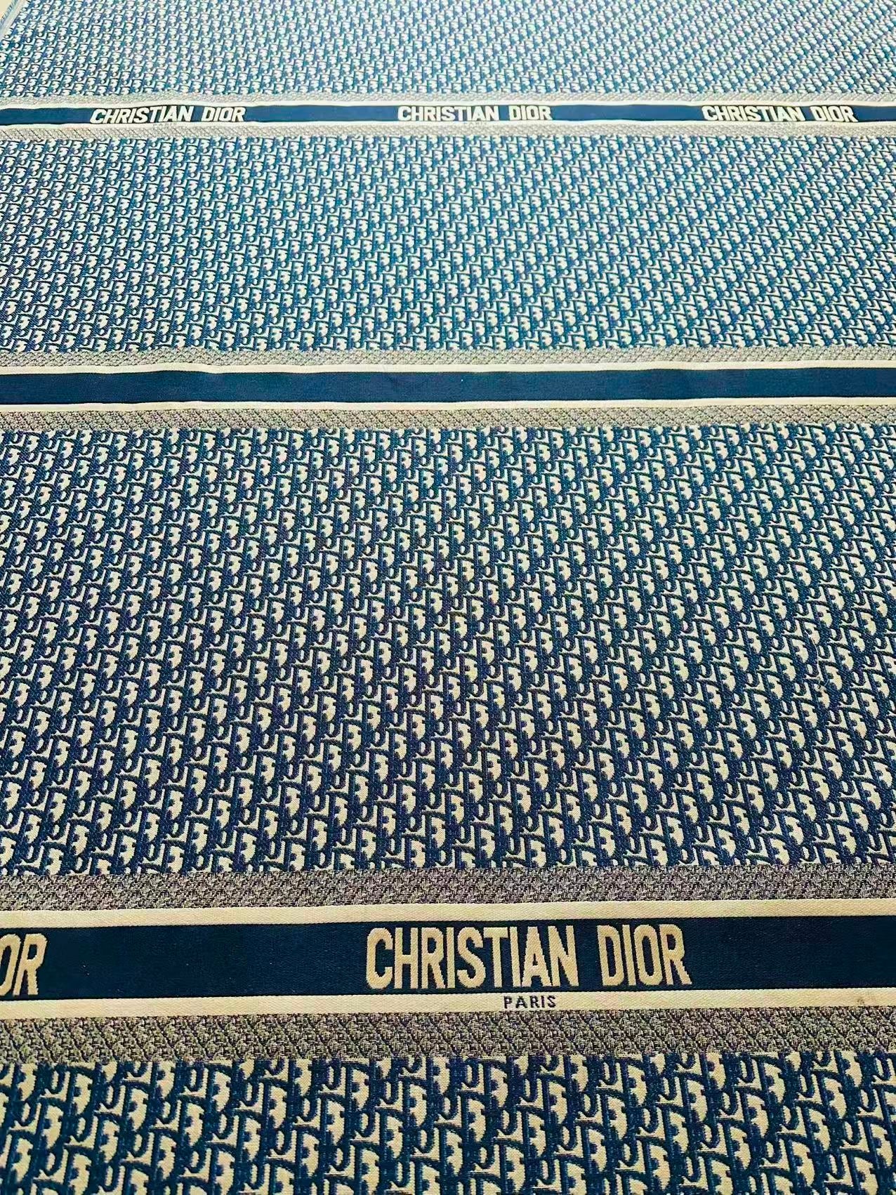 Best Quality Dior Straps Canvas Jacquard Cloth Fabric For Handmade Sewing ,Furniture,Upholstery Clothing (Navy Blue)