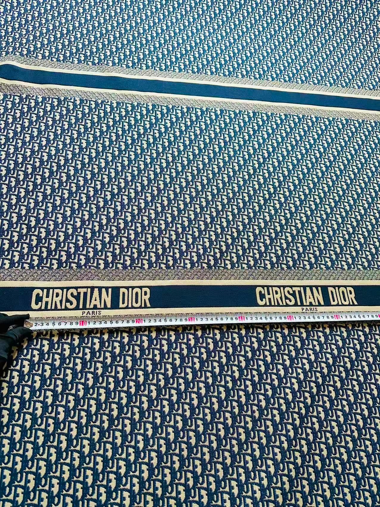 Best Quality Dior Straps Canvas Jacquard Cloth Fabric For Handmade Sewing ,Furniture,Upholstery Clothing (Navy Blue)