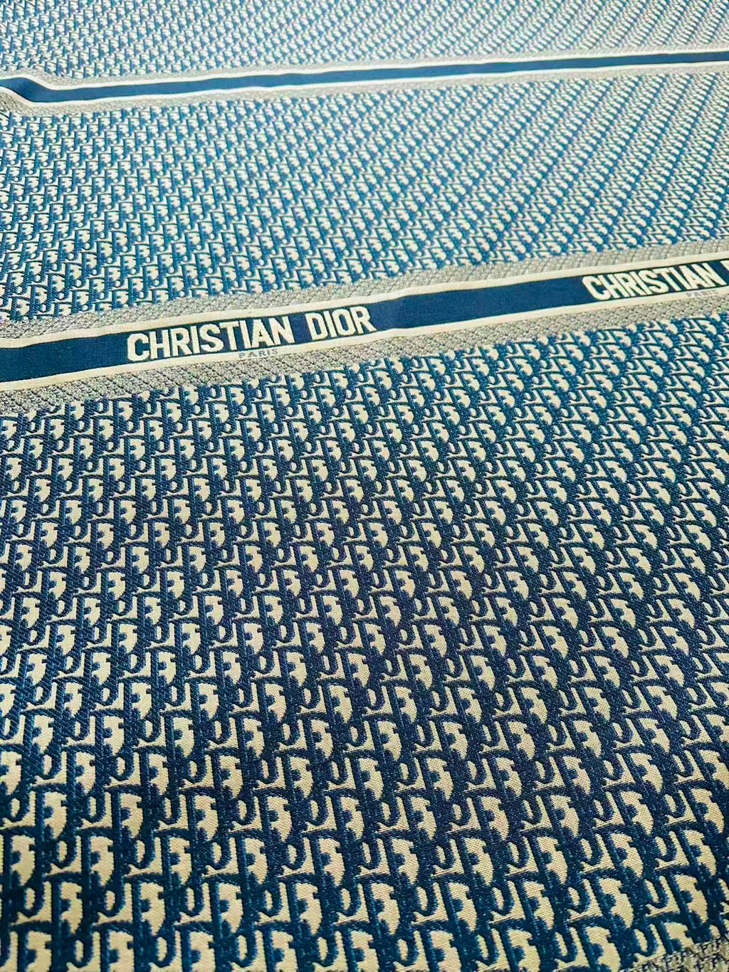 Best Quality Dior Straps Canvas Jacquard Cloth Fabric For Handmade Sewing ,Furniture,Upholstery Clothing (Navy Blue)