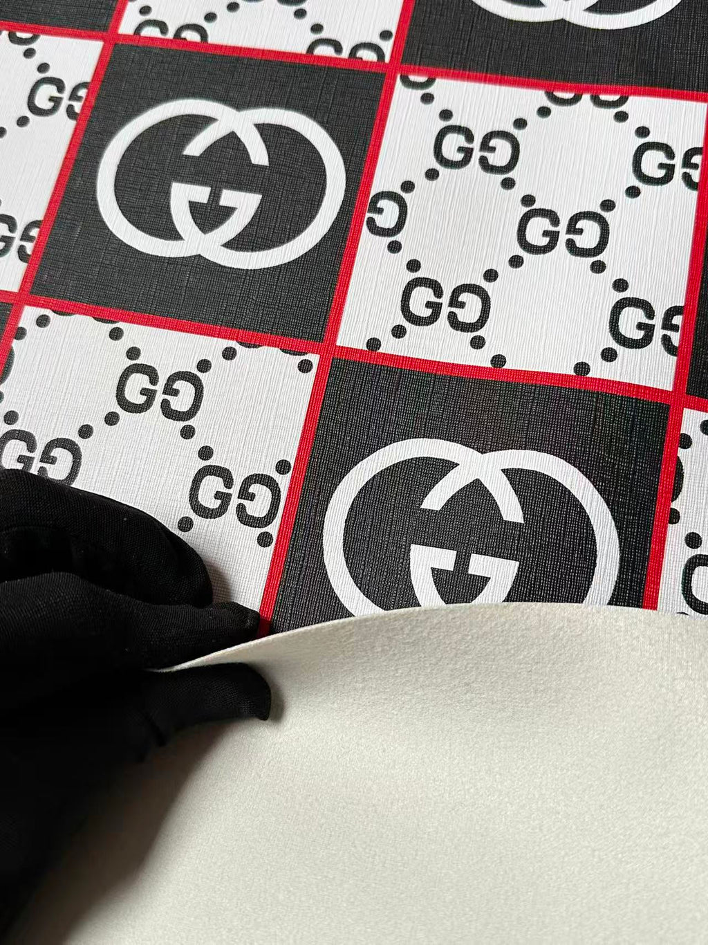 Fashion Gucci Plaid Leather Fabric For Handmade Shoes,Bag ,Upholstery Goods By Yard