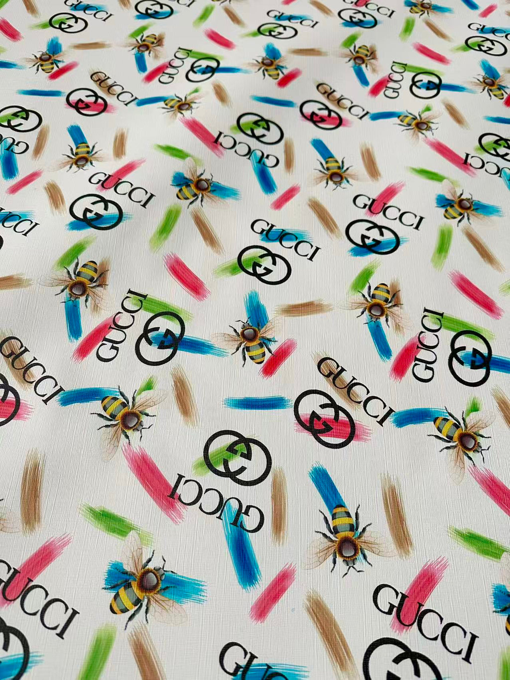 Fashion Gucci With Bee Leather Fabric For Handmade Shoes , Bag ,Upholstery Goods By Yard