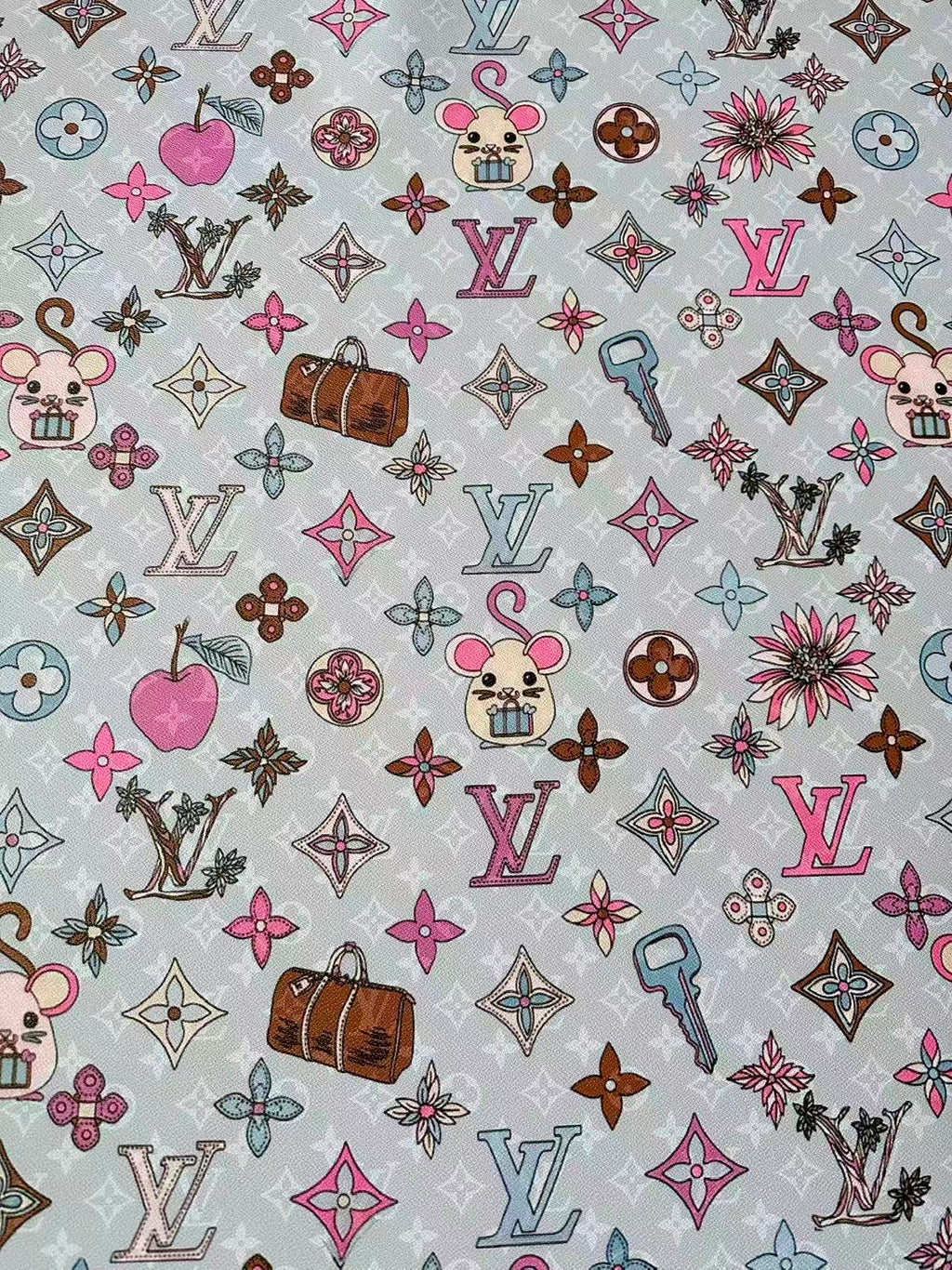 Fashion Purple LV With DIY Mouse Leather Fabric For Handmade Shoes,Upholstery Goods By Yard