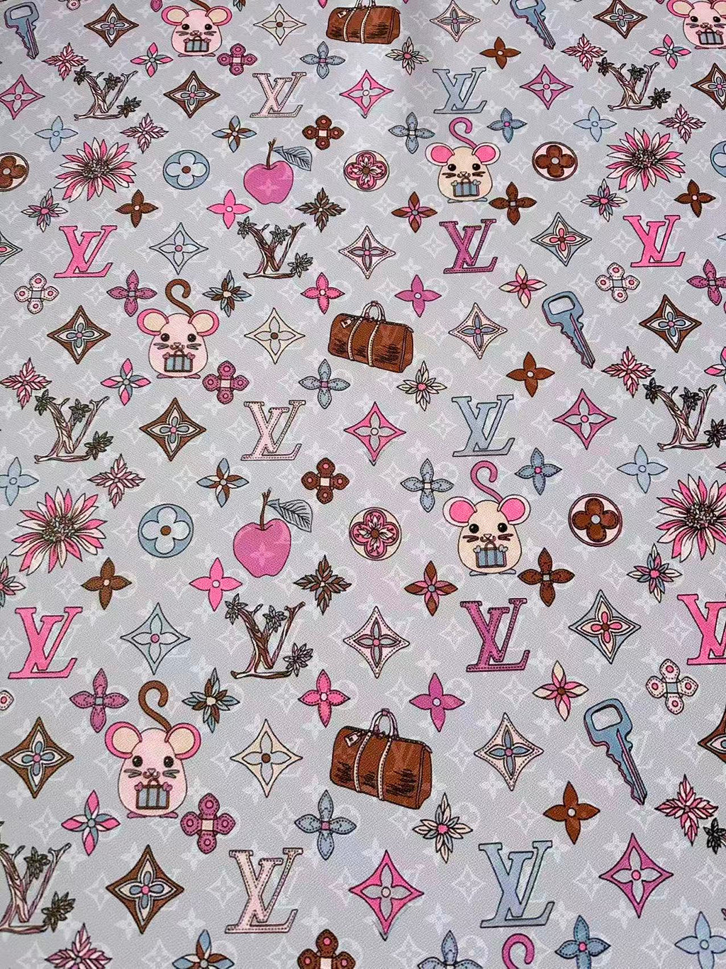 Fashion Purple LV With DIY Mouse Leather Fabric For Handmade Shoes,Upholstery Goods By Yard