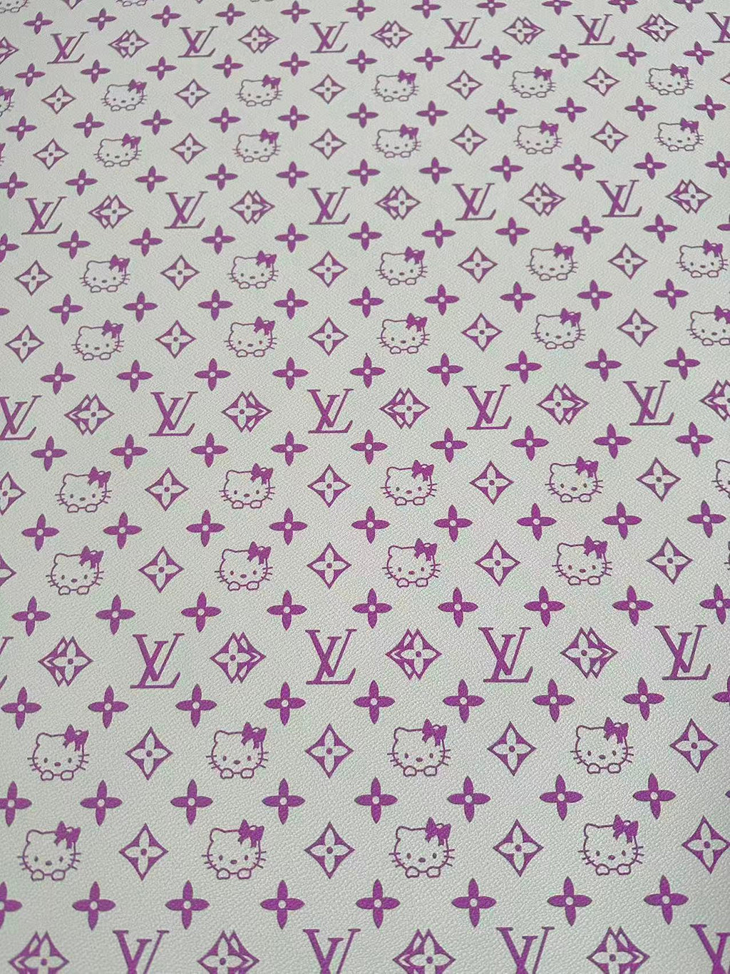 Fashion LV With Hello Kitty Crafting leather fabric Bag leather ,shoes ,Handicraft leather(Purple)