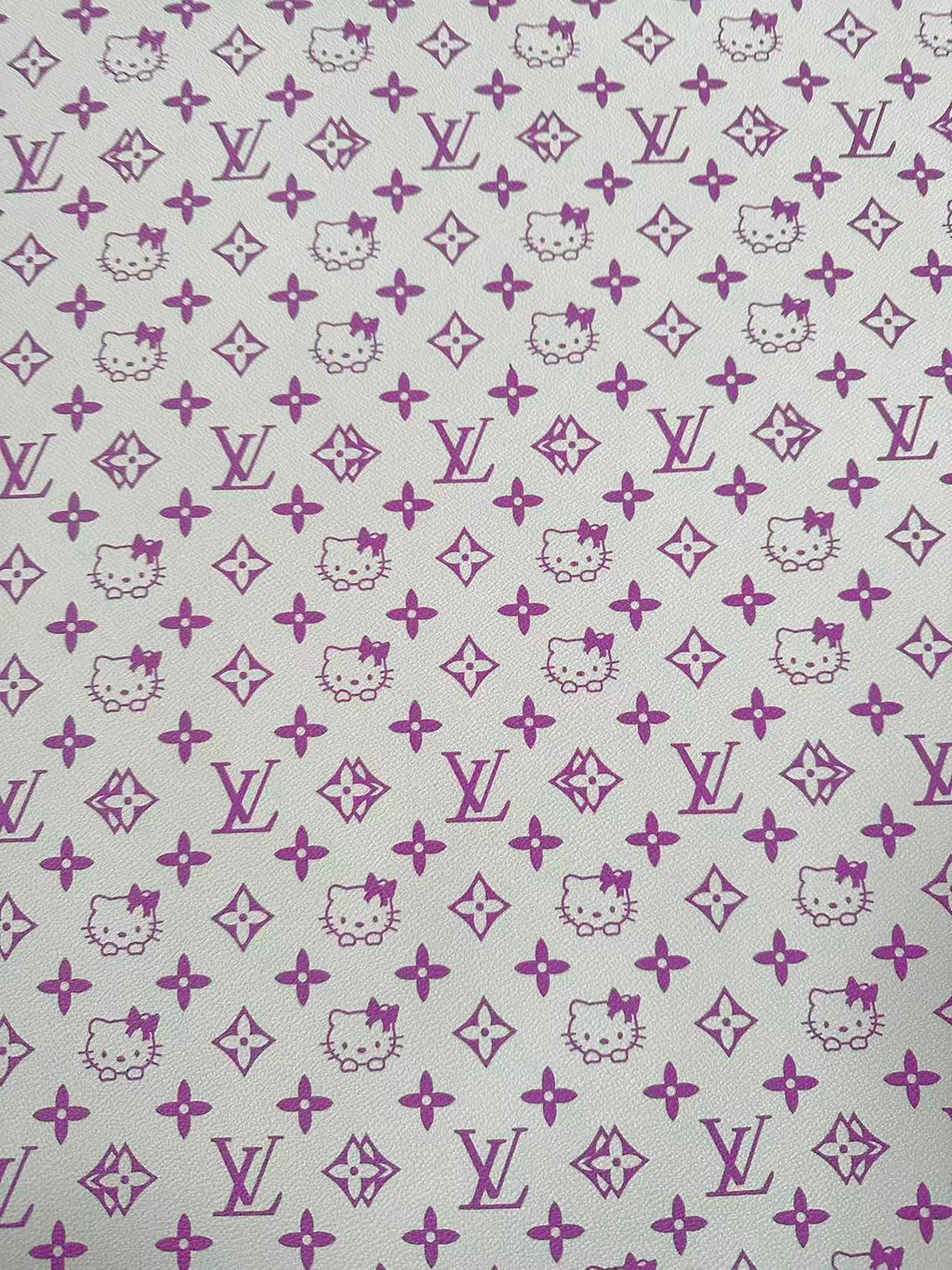 Fashion LV With Hello Kitty Crafting leather fabric Bag leather ,shoes ,Handicraft leather(Purple)