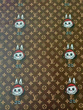 Craft LV With Labubu Leather Fabric For Handmade Sneaker, Bag,DIY Gift Goods By Yard
