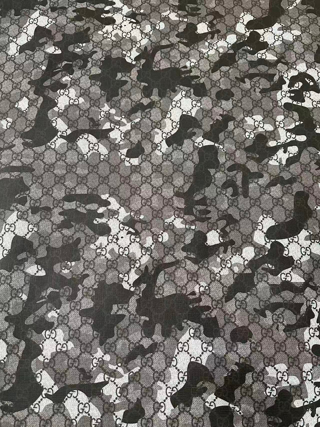 Fashion Gucci With Camouflage Leather Fabric For Handmade Shoes, Upholstery Goods By Yard(Gray)
