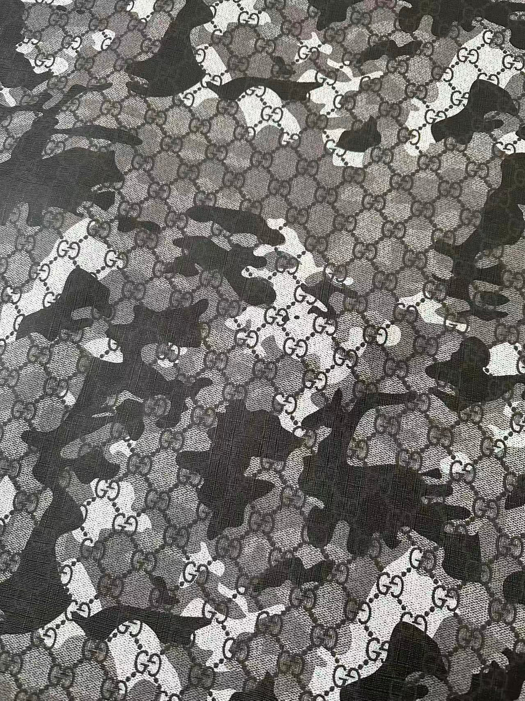 Fashion Gucci With Camouflage Leather Fabric For Handmade Shoes, Upholstery Goods By Yard(Gray)