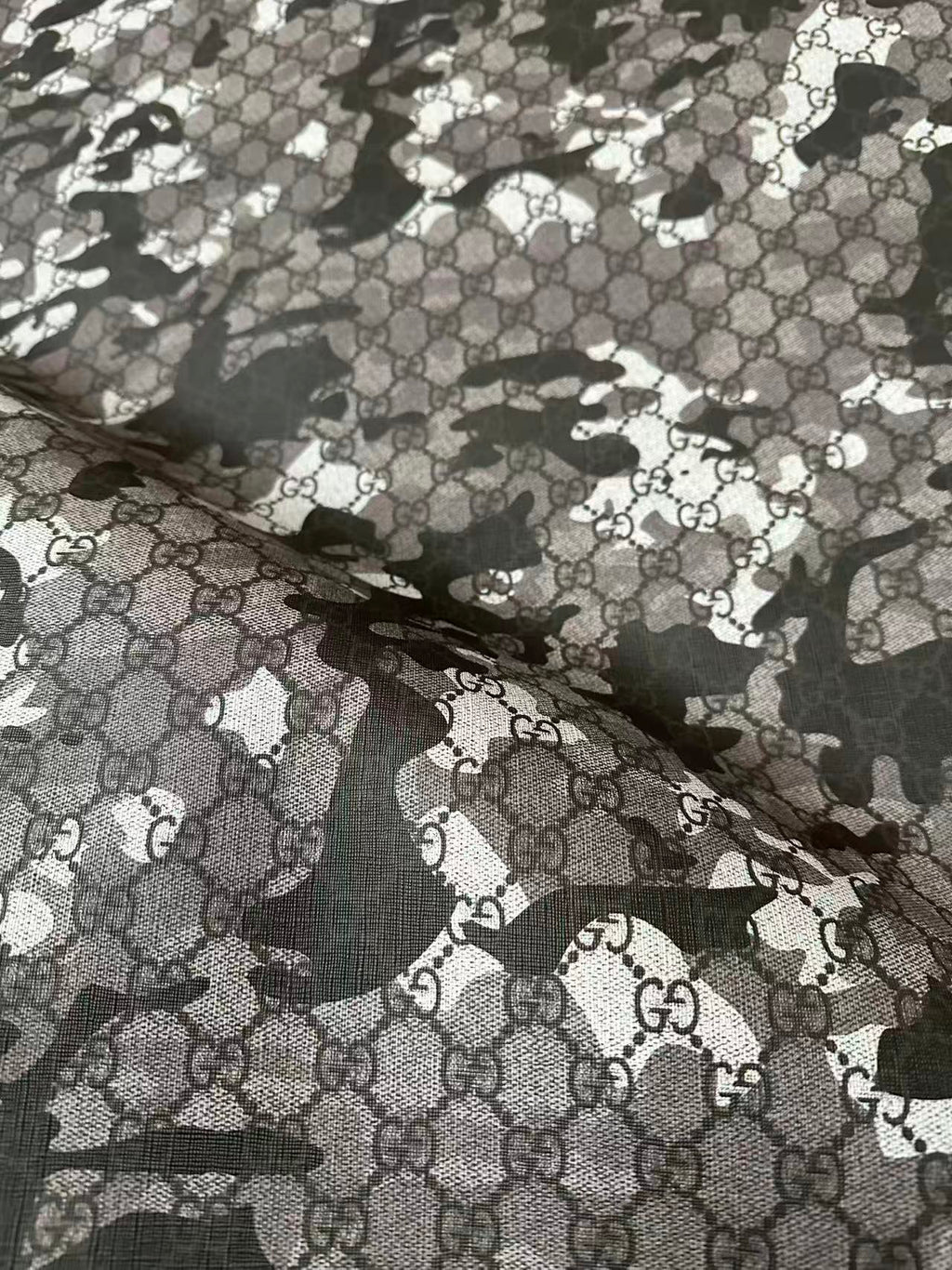 Fashion Gucci With Camouflage Leather Fabric For Handmade Shoes, Upholstery Goods By Yard(Gray)