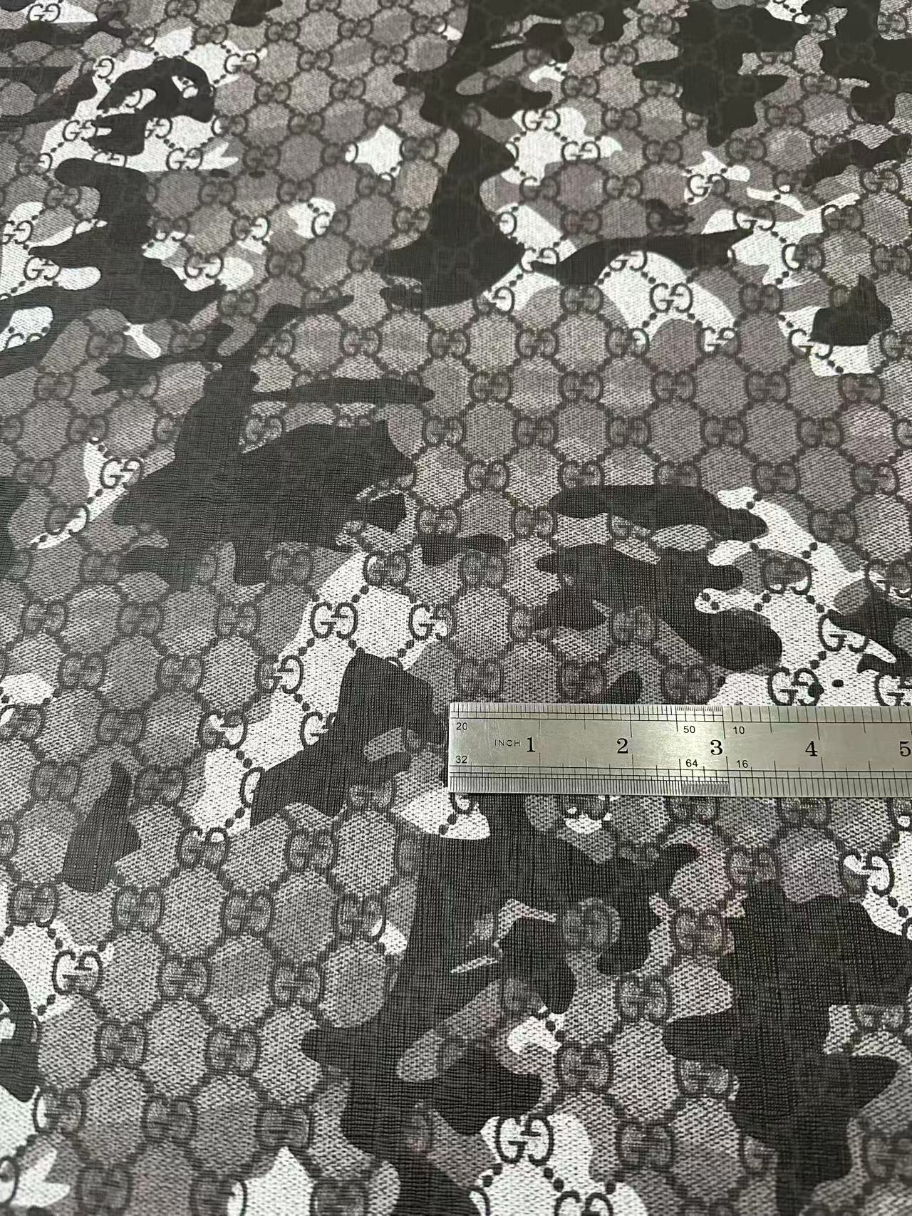 Fashion Gucci With Camouflage Leather Fabric For Handmade Shoes, Upholstery Goods By Yard(Gray)