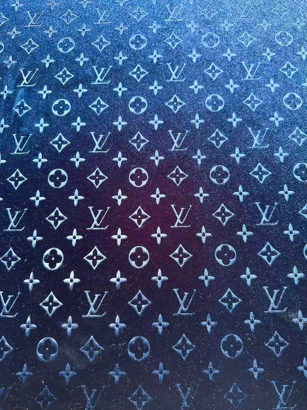 Popular Luxury LV Knitting Velvet Fabric For Handmade Sneaker,Car Upholstery and Apparel By Yard(Navy Blue)