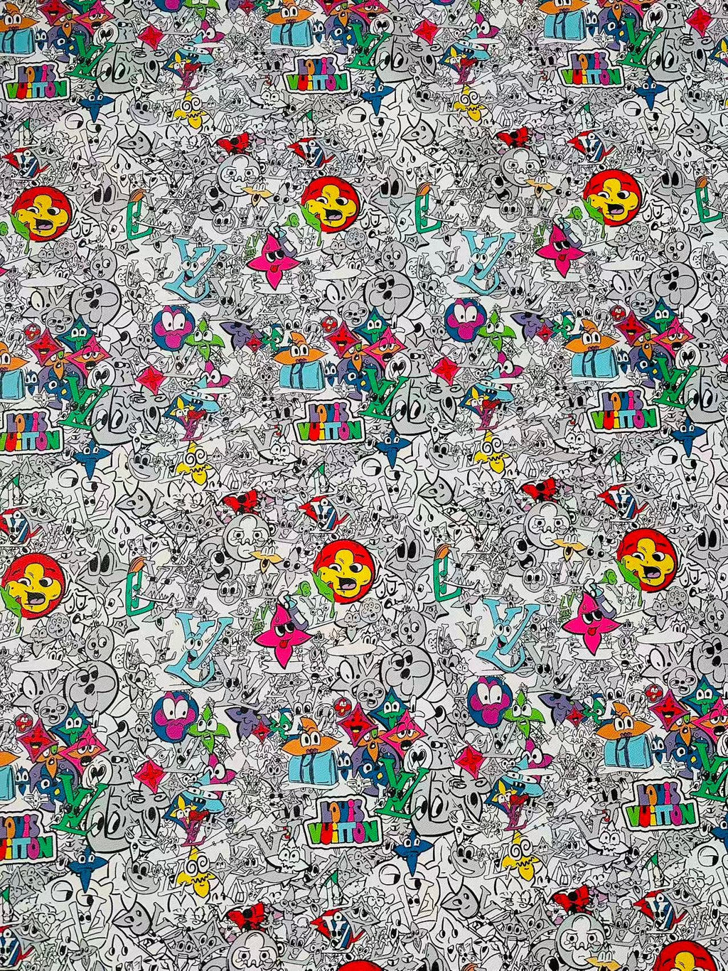 Fashion DIY Cartoon LV Leather Fabric For Handmade Sneaker, Bag,DIY Gift Goods By Yard