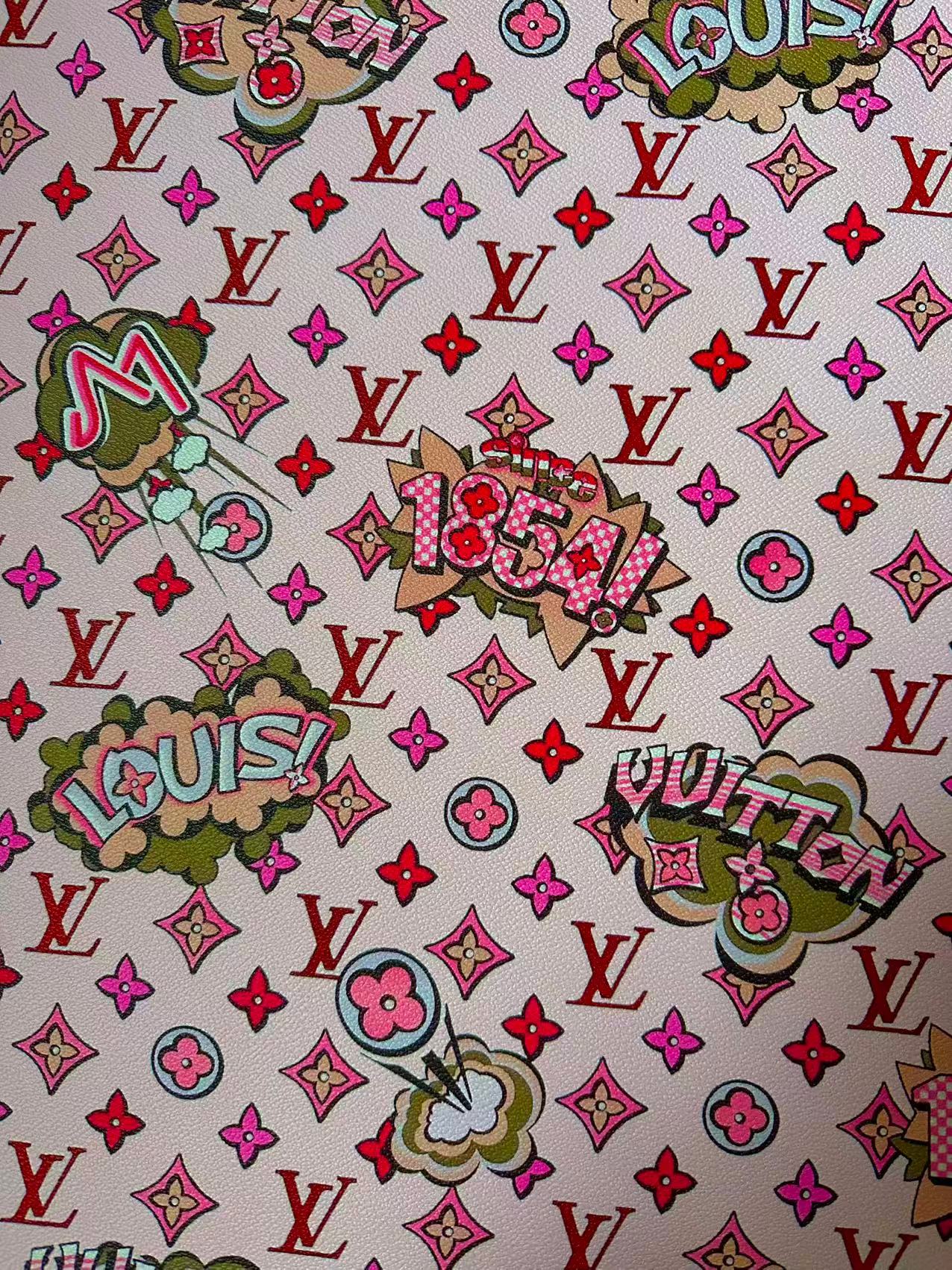 Fashion Pink LV 1854 Leather Fabric For Handmade Sneaker,Bag,Upholstery Handicraft Goods By Yard