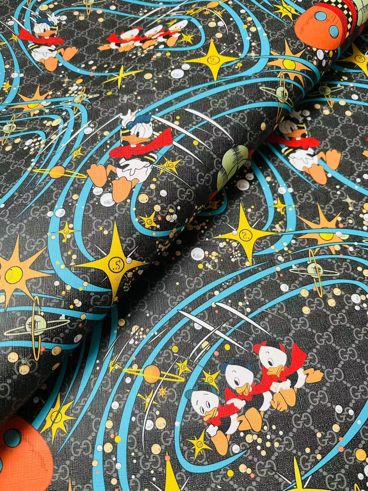 Classic Gucci Leather Case Fabric,Handmade Bag, Shoes Leather, Joint Disney Donald Duck (Black)