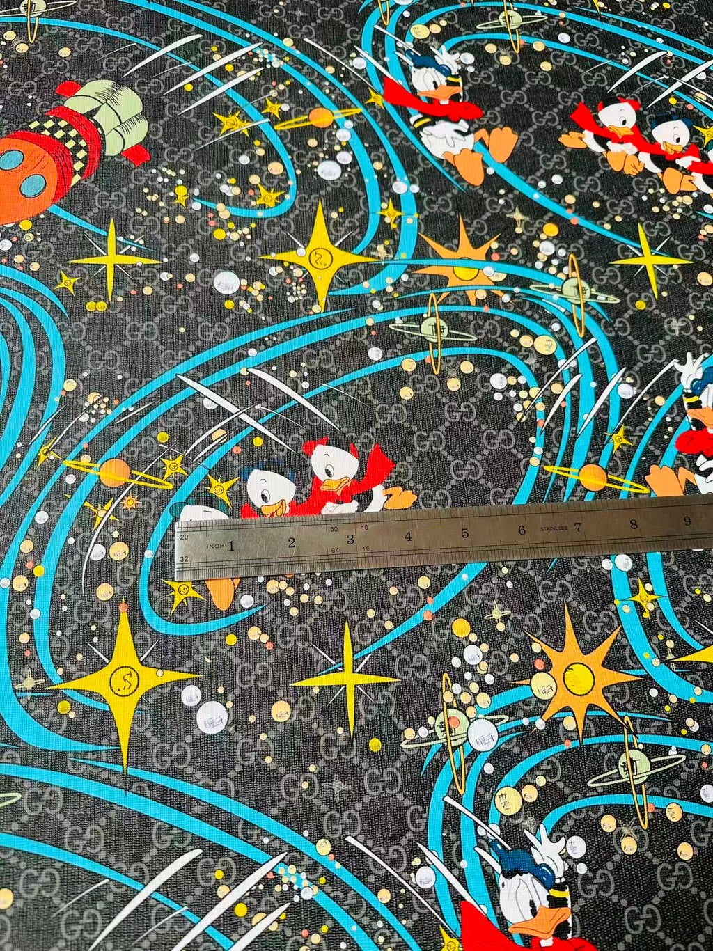 Classic Gucci Leather Case Fabric,Handmade Bag, Shoes Leather, Joint Disney Donald Duck (Black)