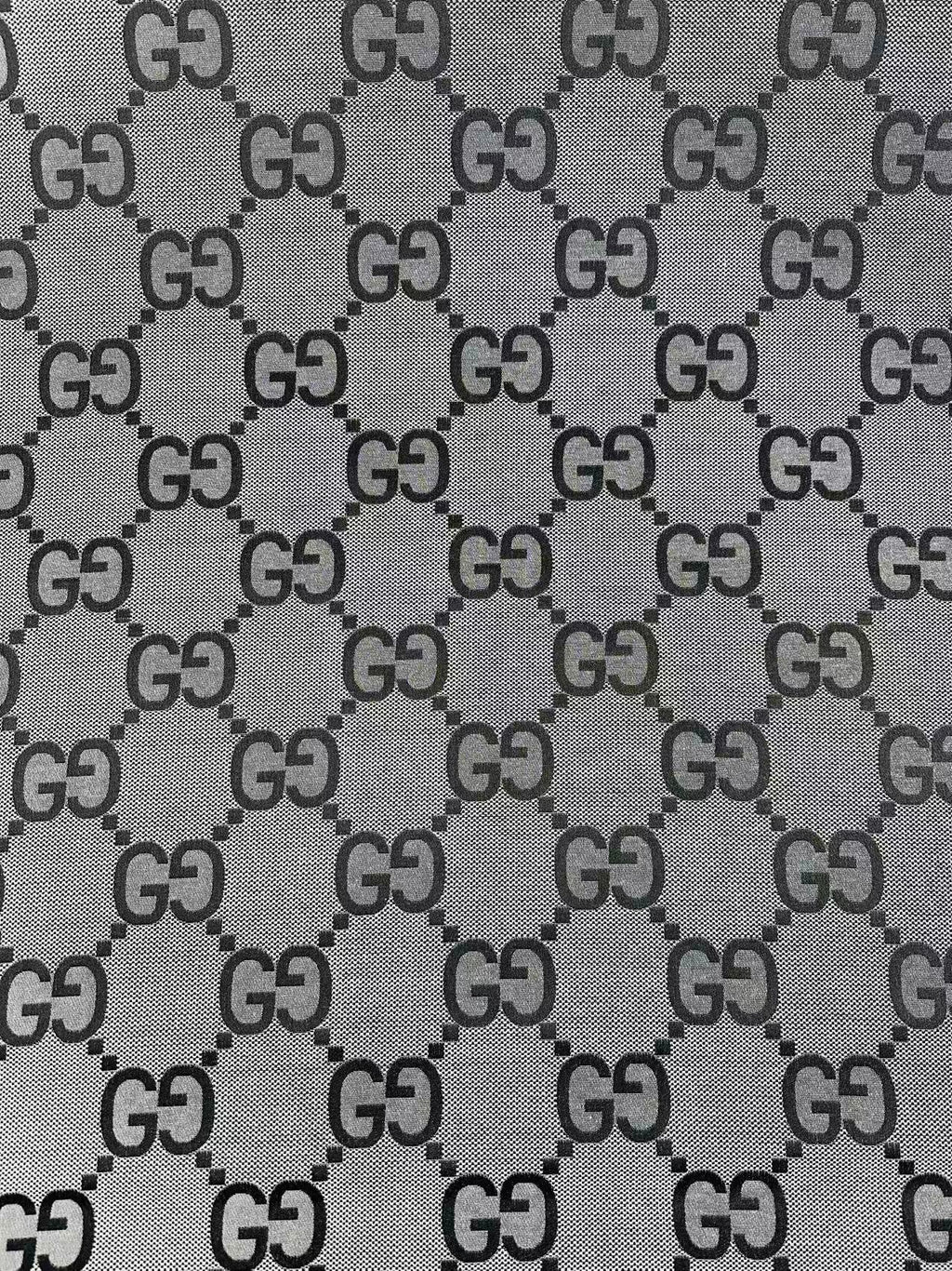 Classic 2.3 Inch Canvas Jacquard Cloth Fabric, GG Fabric,Handmade Clothing ,Fashion Sewing DIY Bags Fabric Shoes Fabric Hat Fabric Gucci Design By Yards (Gray)