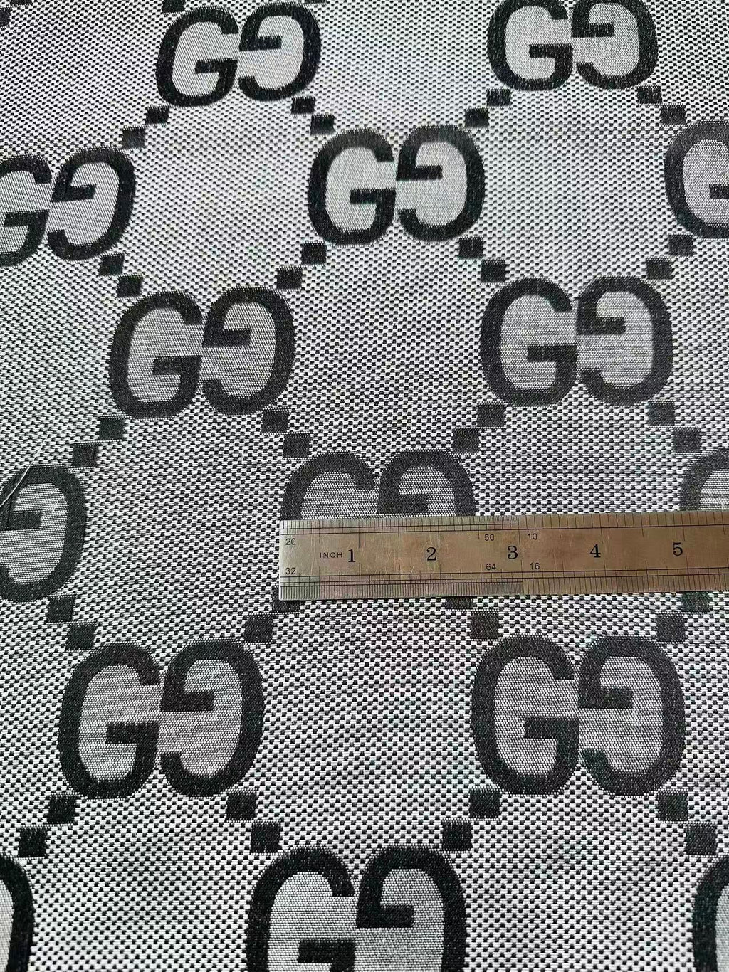 Classic 2.3 Inch Canvas Jacquard Cloth Fabric, GG Fabric,Handmade Clothing ,Fashion Sewing DIY Bags Fabric Shoes Fabric Hat Fabric Gucci Design By Yards (Gray)