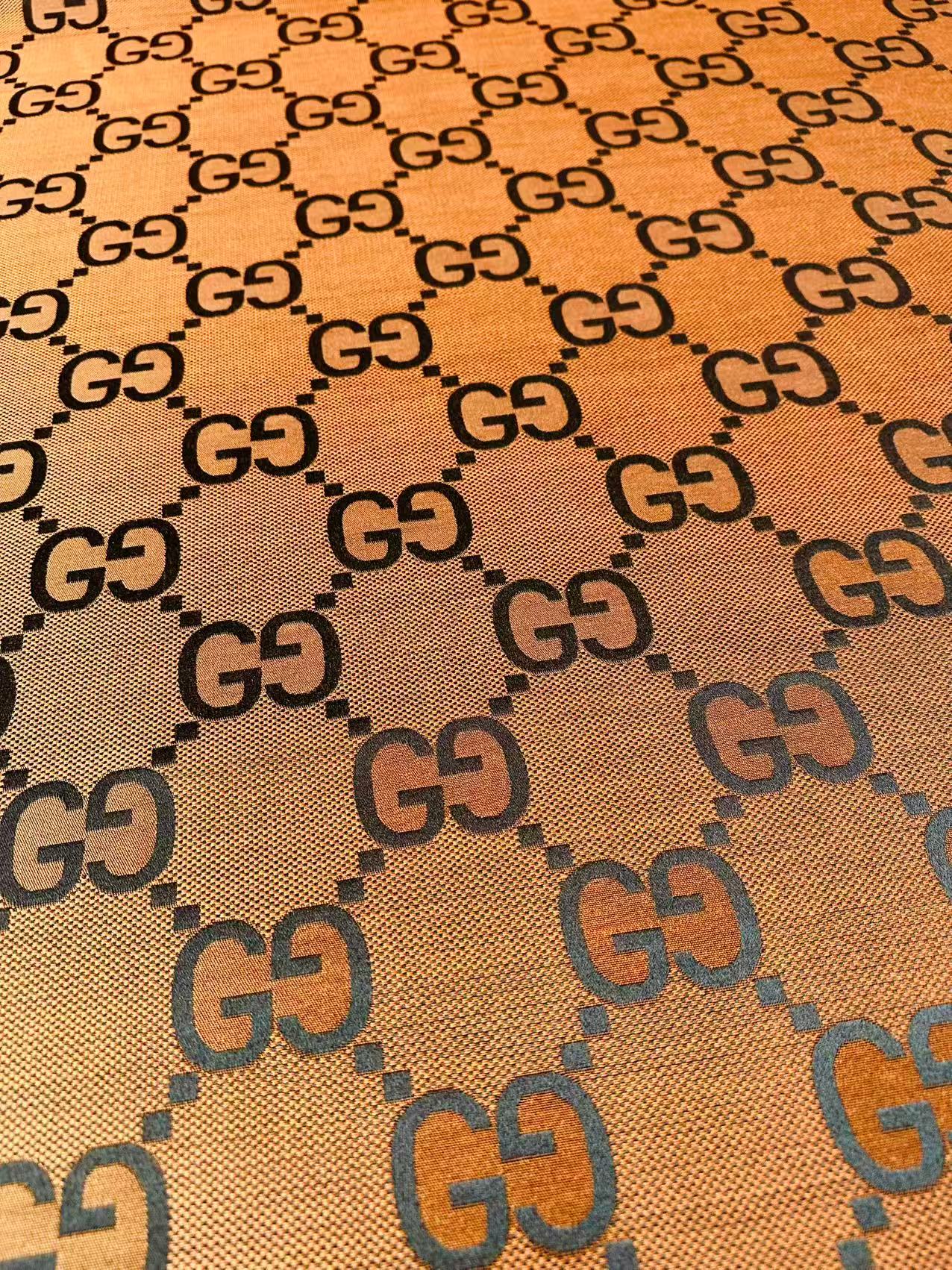 Classic 2.3 Inch Canvas Jacquard Cloth Fabric, GG Fabric,Handmade Clothing ,Fashion Sewing DIY Bags Fabric Shoes Fabric Hat Fabric Gucci Design By Yards (Orange)