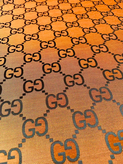 Classic 2.3 Inch Canvas Jacquard Cloth Fabric, GG Fabric,Handmade Clothing ,Fashion Sewing DIY Bags Fabric Shoes Fabric Hat Fabric Gucci Design By Yards (Orange)