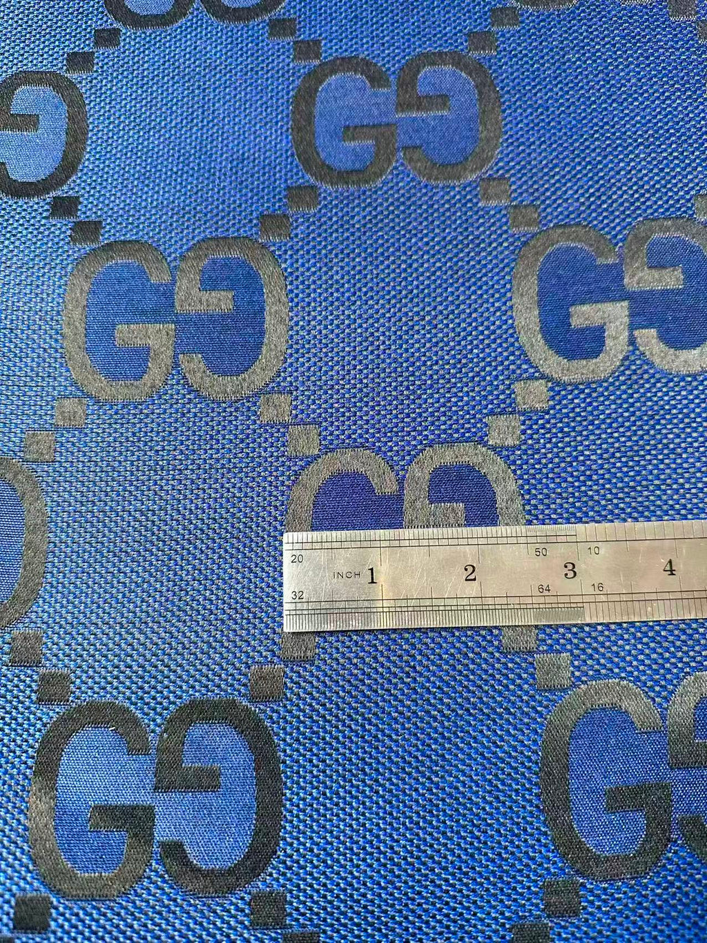 Classic 2.3 Inch Canvas Jacquard Cloth Fabric, GG Fabric,Handmade Clothing ,Fashion Sewing DIY Bags Fabric Shoes Fabric Hat Fabric Gucci Design By Yards (Navy Blue)
