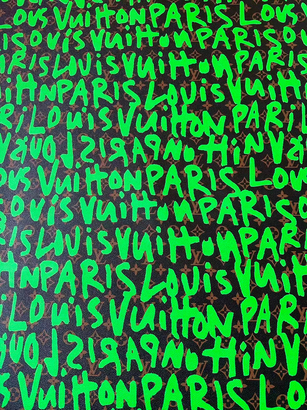 Craft LV BIG Size Graffiti Letter Design Vinyl Leather for Handmade Sneaker,Car Upholstery Leather(Green)