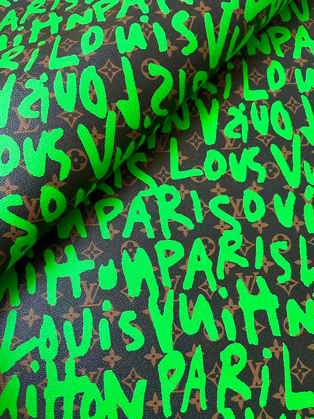 Craft LV BIG Size Graffiti Letter Design Vinyl Leather for Handmade Sneaker,Car Upholstery Leather(Green)