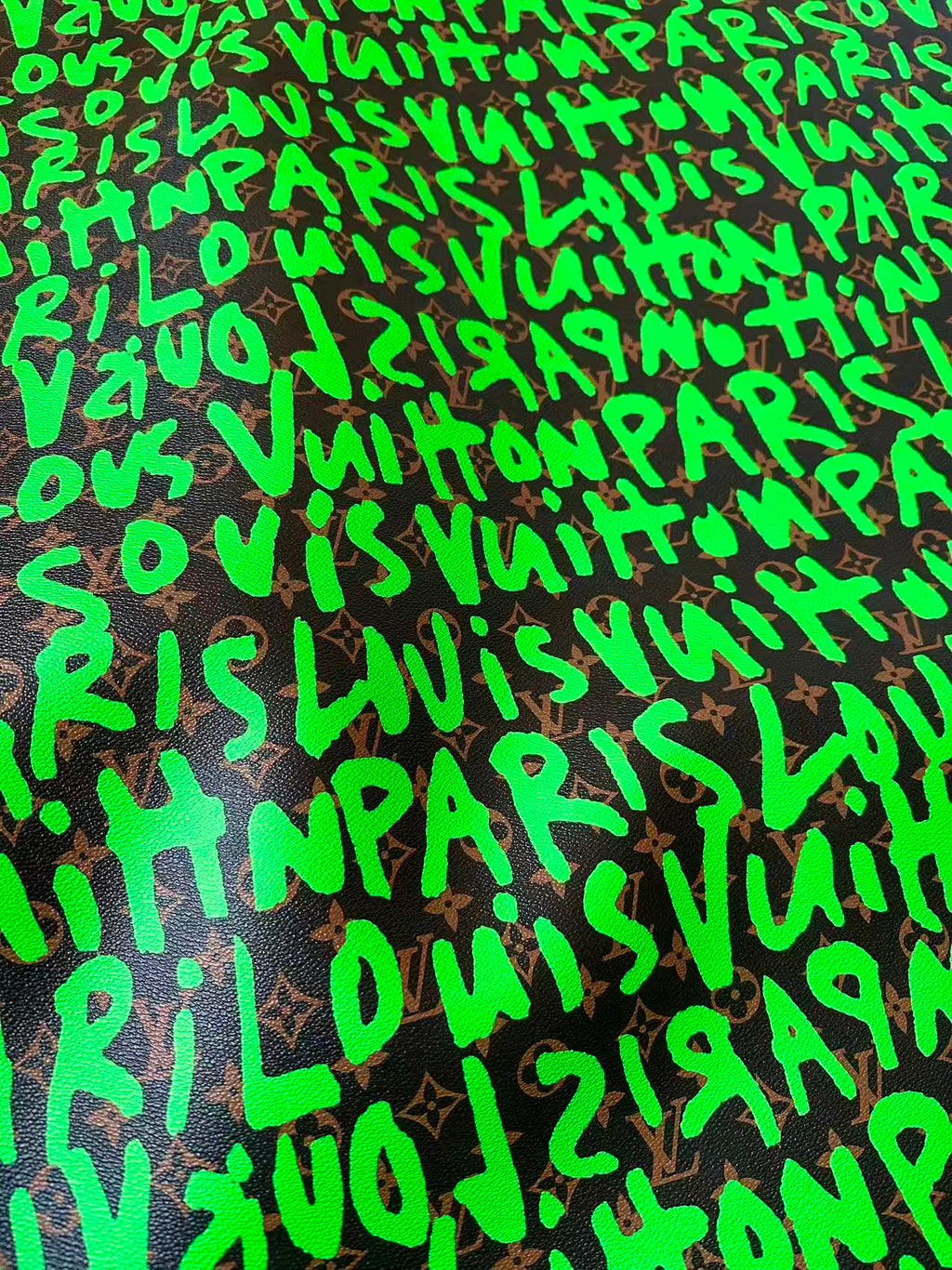 Craft LV BIG Size Graffiti Letter Design Vinyl Leather for Handmade Sneaker,Car Upholstery Leather(Green)