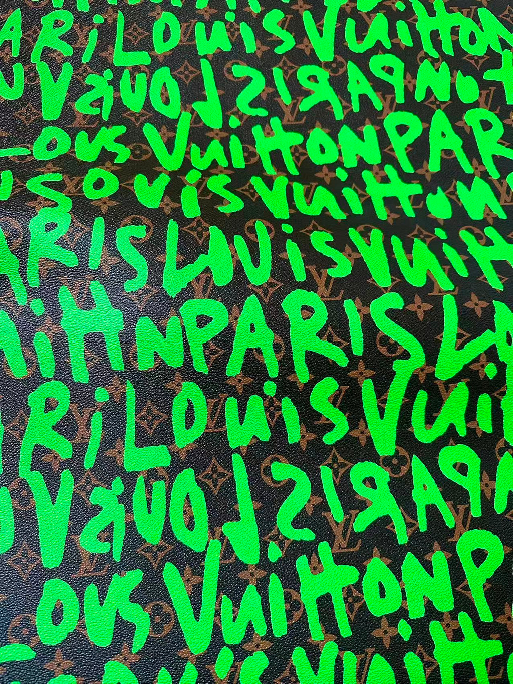 Craft LV BIG Size Graffiti Letter Design Vinyl Leather for Handmade Sneaker,Car Upholstery Leather(Green)