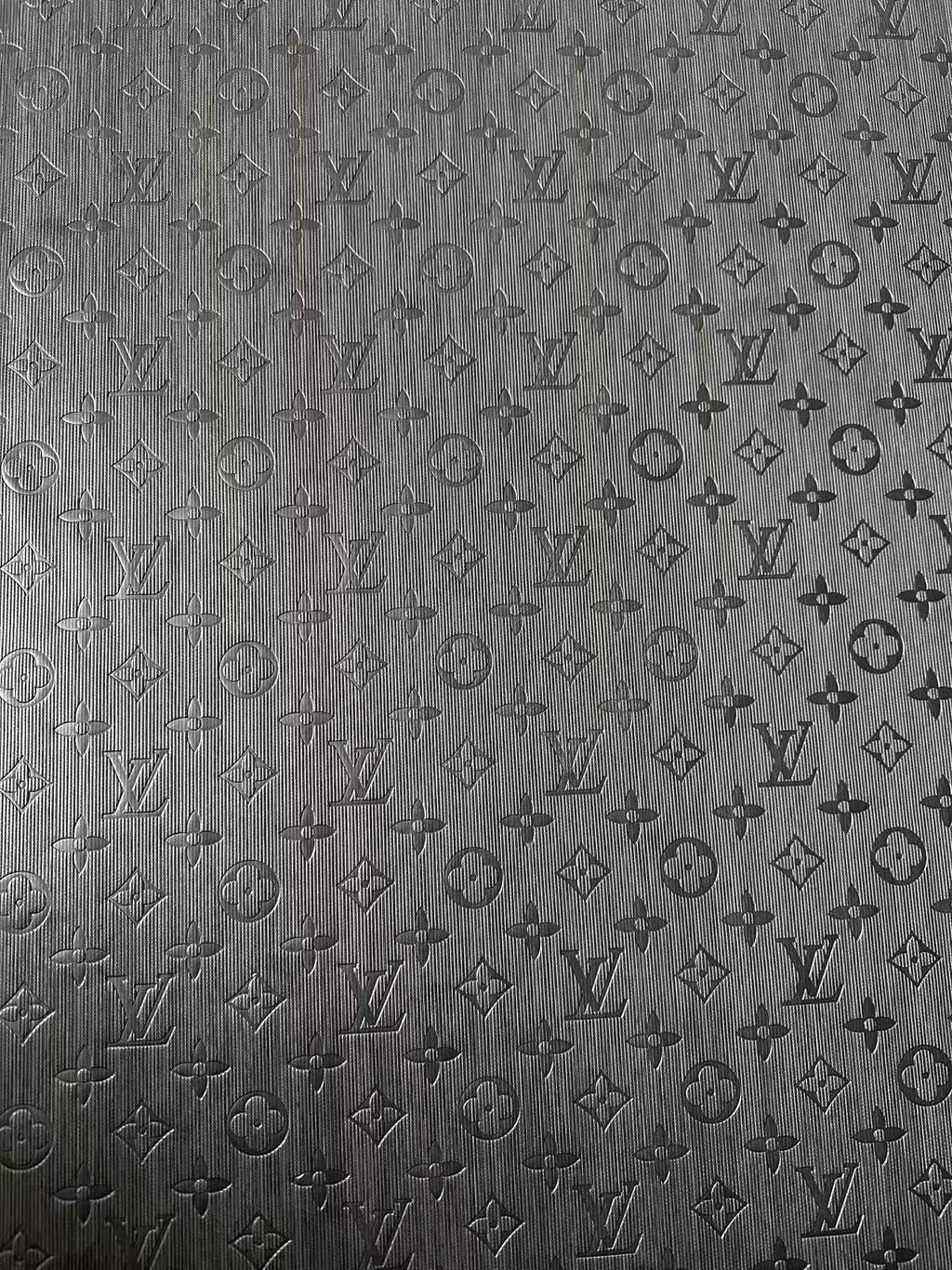 Craft Black Thin Strip Texture LV Embossed Leather Fabric For Handmade Shoes, Car Upholstery Goods