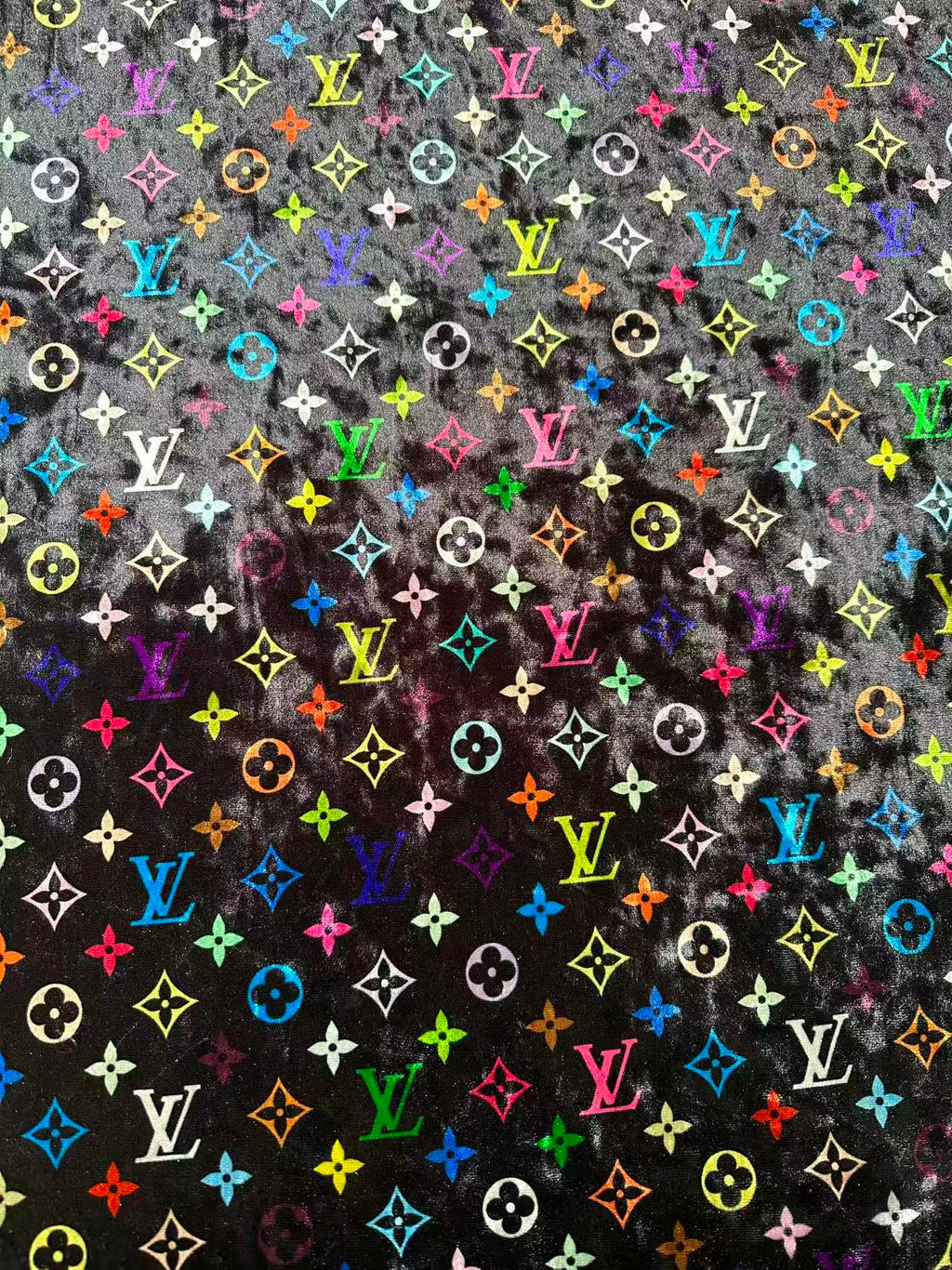 Craft Colorful Black Luxury LV Knitting Velvet Fabric For Handmade Sneaker,Car Upholstery and Clothing By Yard